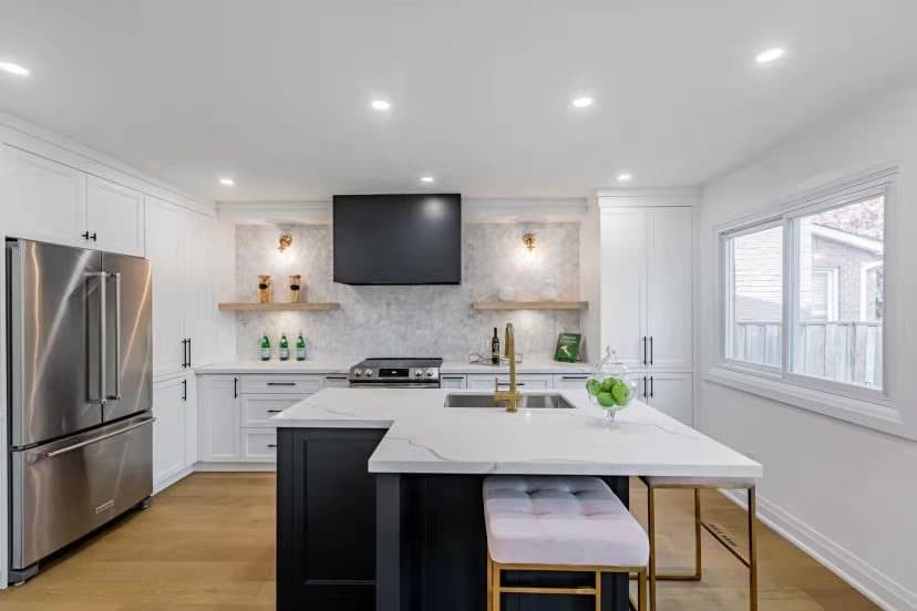 Modern Kitchen with Black and Gold Accents