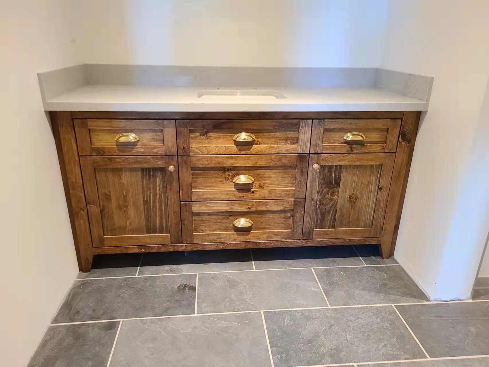 Custom-made pine vanity