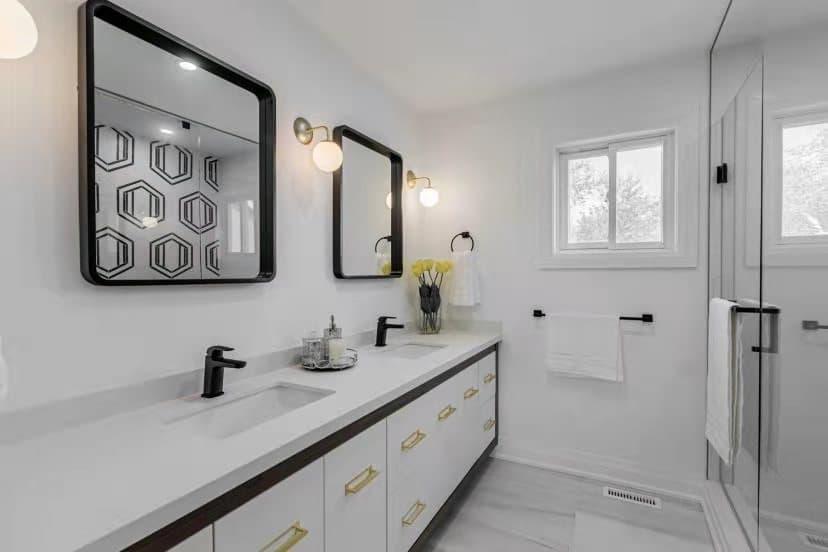 White and Black Modern Vanities and Laundry Room