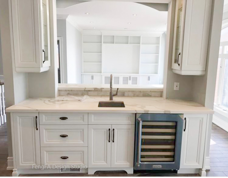 Transitional Kitchen with Side Opening Cabinetry