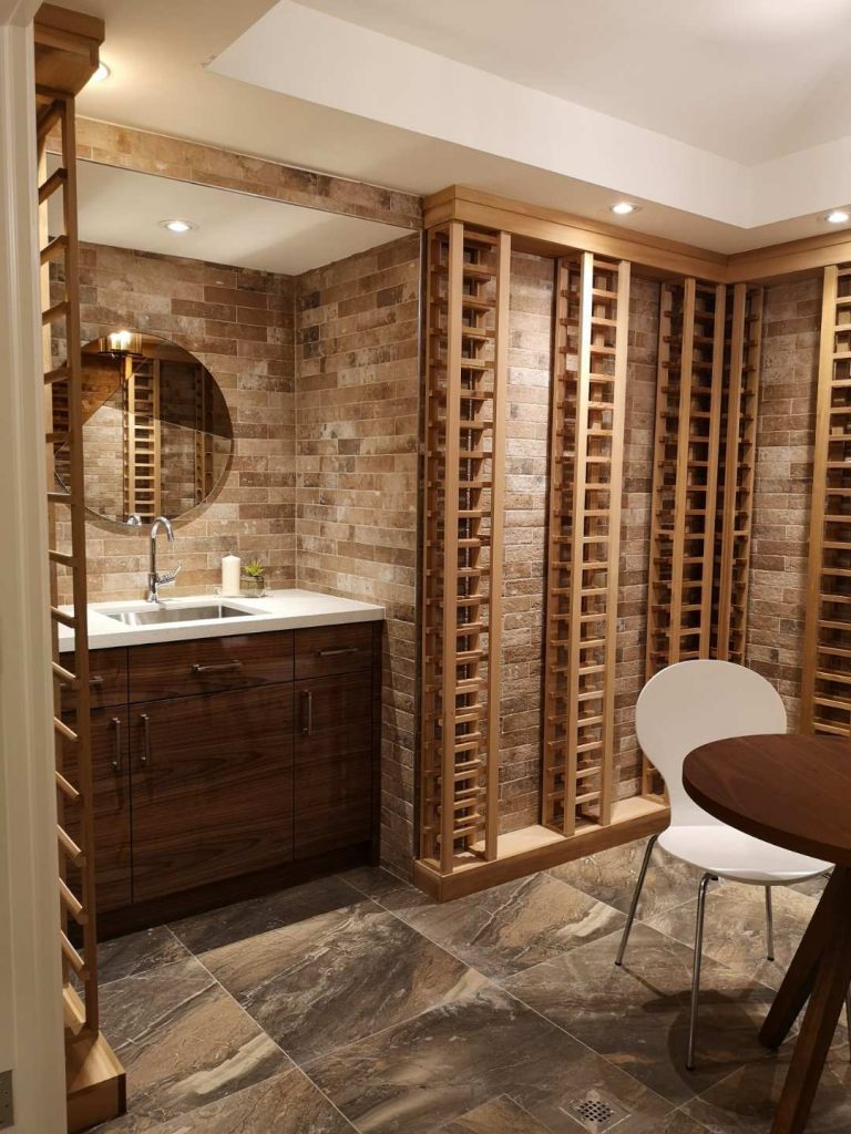 Clear cedar wine cellars in basement