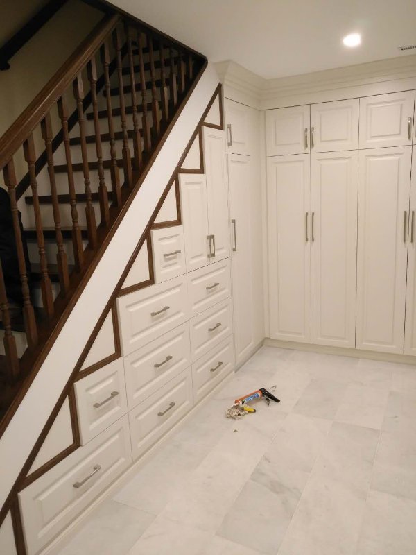 Under Stair Built In Storage with Stair Color Frame
