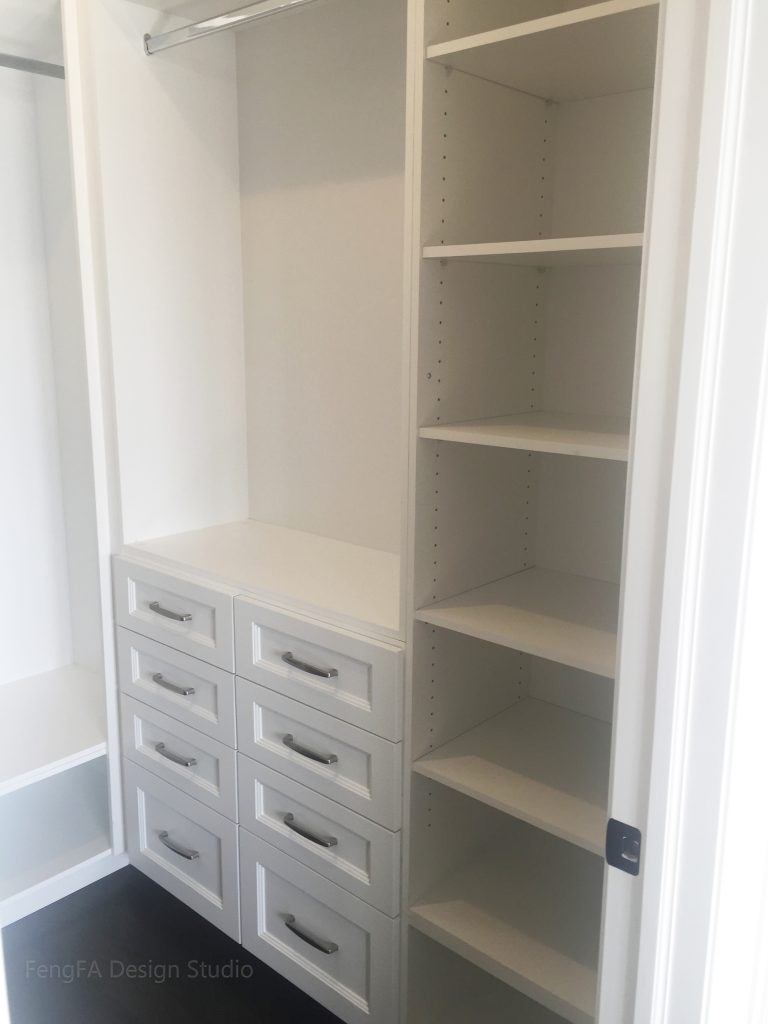 Ground Level Closet Cabinetry Design in Slimmer Space