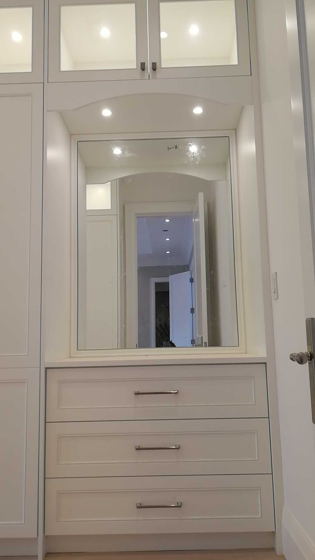 Built In Mirror Section With Drawers