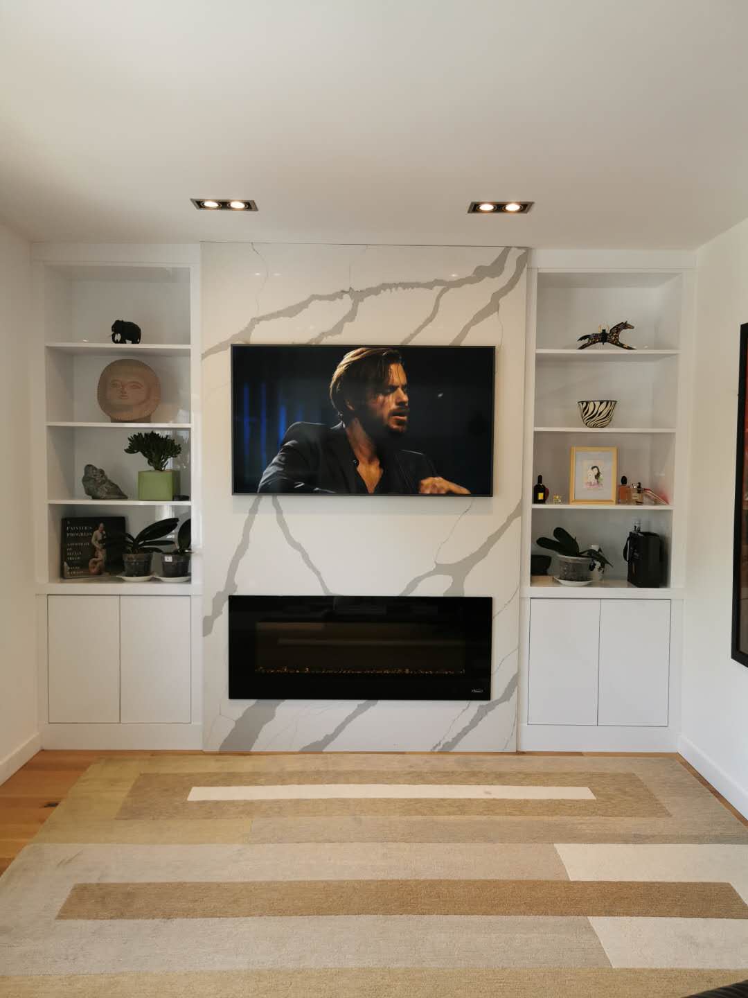wall unit with TV and fireplace-modern style